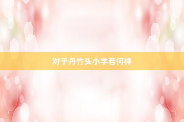 对于丹竹头小学若何样